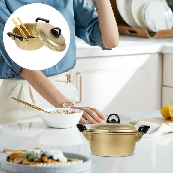 RENACLIPY Korean Style Aluminum Ramen Pot for Cooking Noodles, Lightweight Cooking Pot, 1 Set