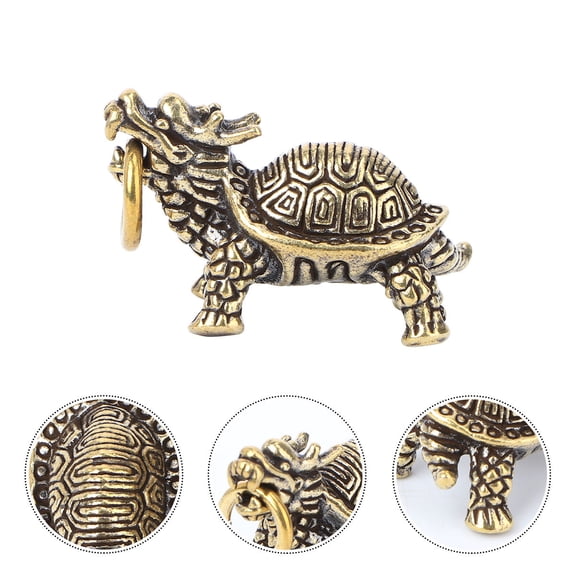 RENACLIPY Sea Themed Keychains Brass Turtle Shape Key Chain Golden 1Pack Bag Decoration for Friends Family