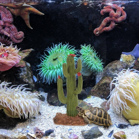 RENACLIPY Green Cactus Resin Decor for Reptile Terrarium Desert Environment