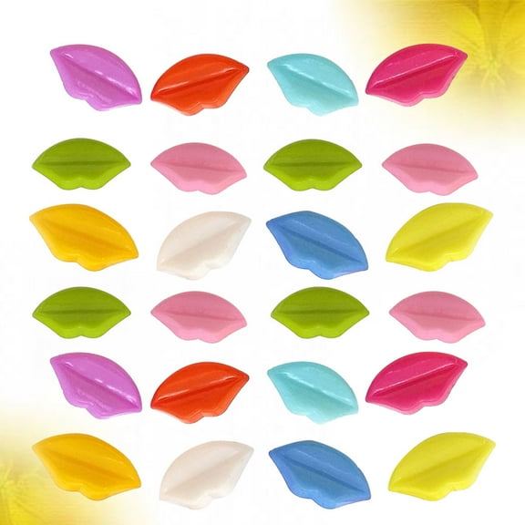 Assorted Color Lip-Shaped Felt Sewing Buttons with Nylon Base for Crafting, Scrapbooking, Clothes, Scarves, and Projects