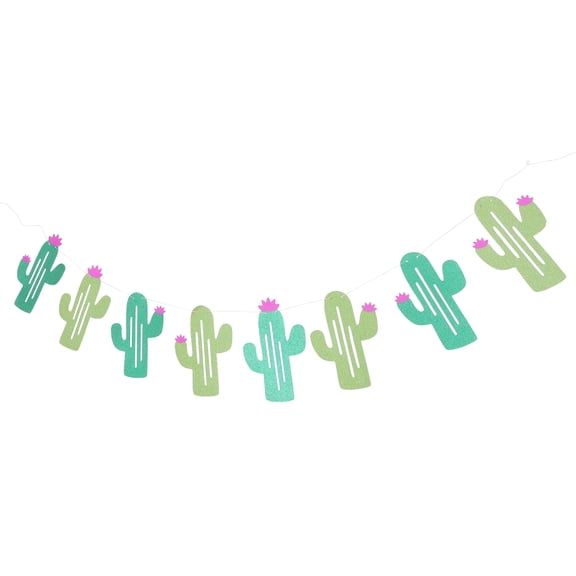 RENACLIPY Birthday Party Decoration Banner with Assorted Color Cactus Pattern for Celebrations