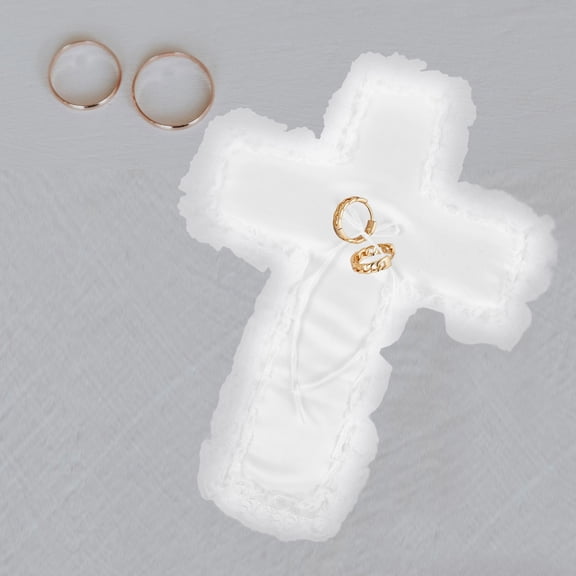 RENACLIPY Bearer Pillow Cross Shape Ring Holder For Wedding Ceremony 1Set