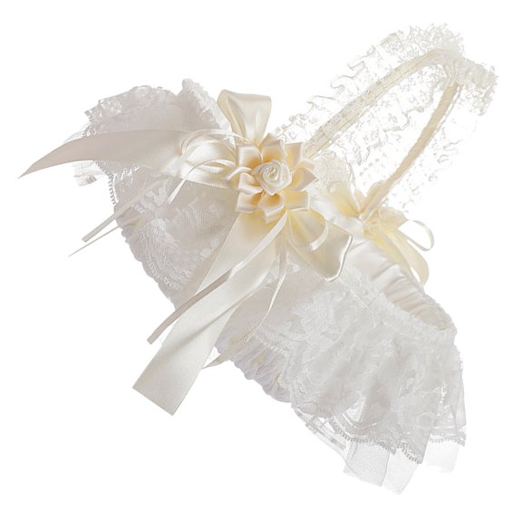 RENACLIPY Bridal Flower Basket Beige Fabric Romantic Atmosphere Enhancement for Wedding Ceremony 1Set