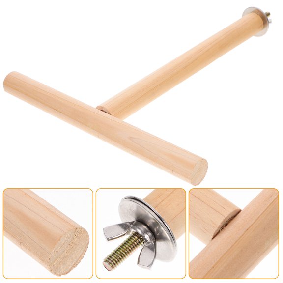 RENACLIPY Bird Perch Stand Toy T Shaped Wood 1 Set Parrots Exercise Tool