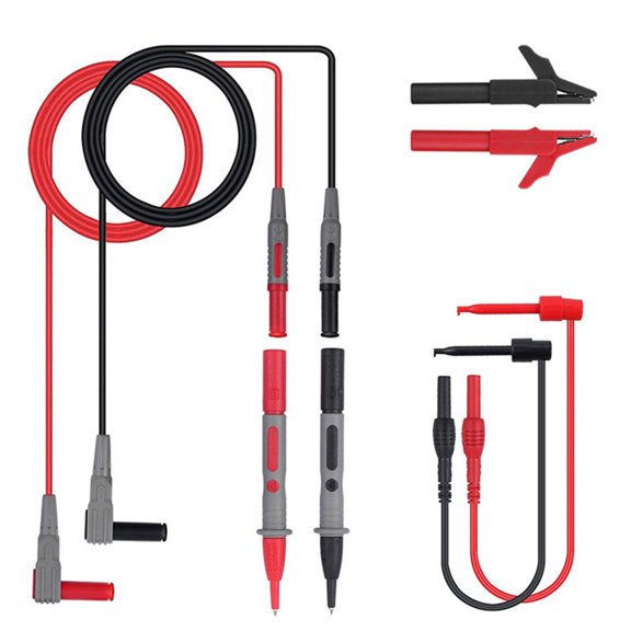 RENACLIPY Black Automotive Test Lead Kit with Multimeter Leads and Alligator Clips for Electrical Testing