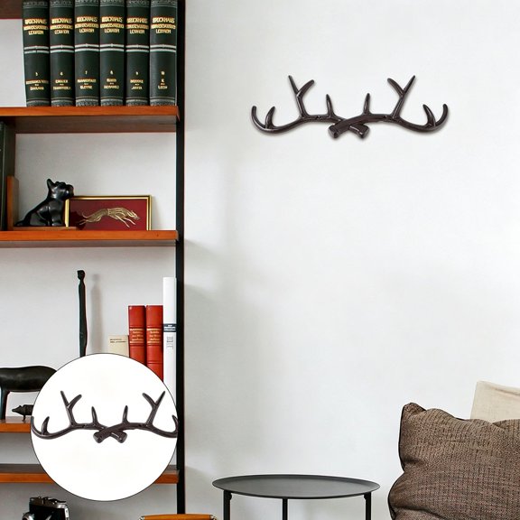 RENACLIPY Black Cast Iron Antler Style Wall Hook Coat Hat Hanger 1 Pc