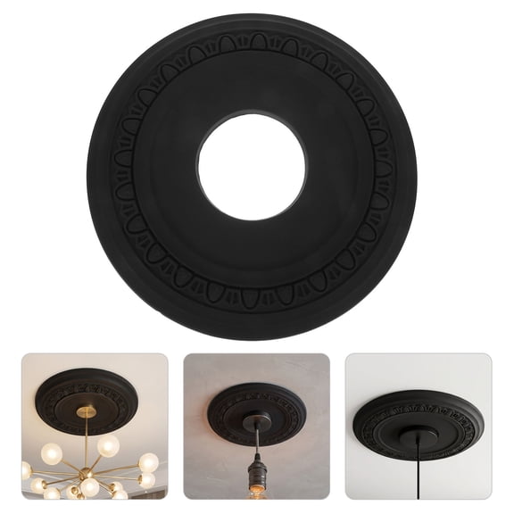 RENACLIPY Black Decorative Ceiling Medallion Trim Ring with Hollow Detail for Ceiling Fan Or Light Fixture