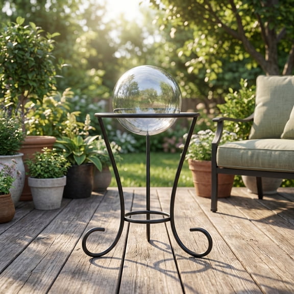 RENACLIPY Black Metal Sphere Display Stand Gazing Holder for Home Decor, 1 Pack