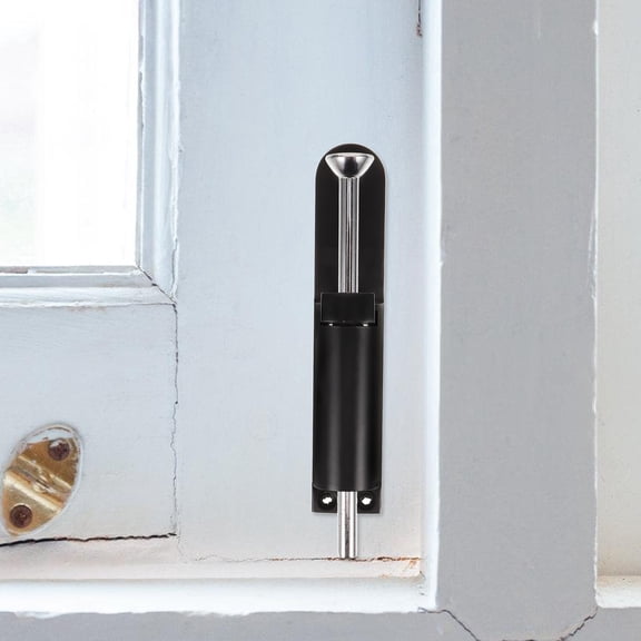 RENACLIPY Black Zinc Alloy Spring Gate Latch with Drop Rod Ground Bolt for Easy Installation on Gates