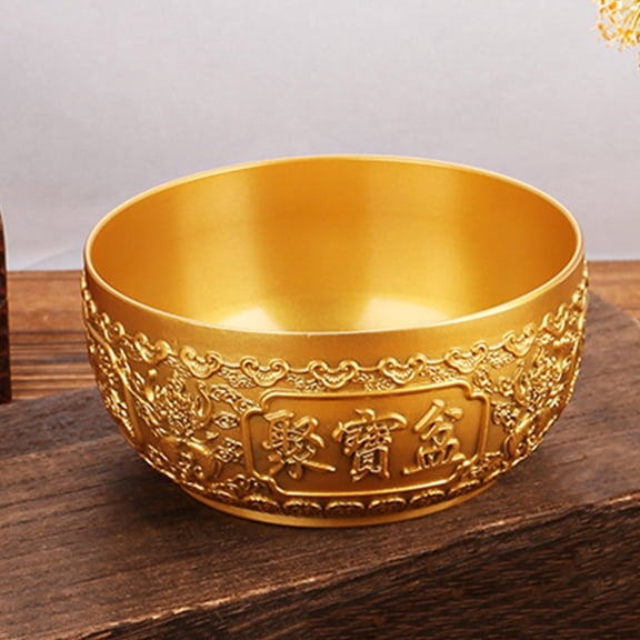 RENACLIPY Golden Brass Cornucopia Bowl Artistic Wealth Symbol for Tabletop Decor