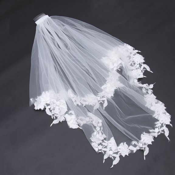 RENACLIPY Short Bridal Veil Double Layered Wedding Veil White 1Pack