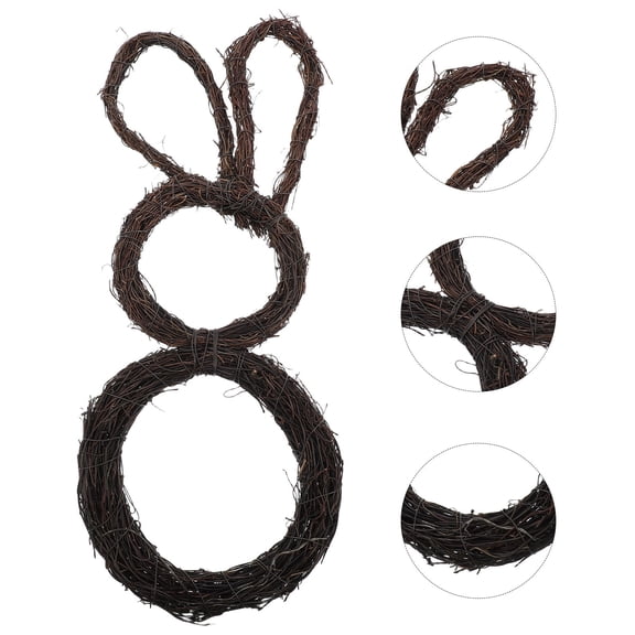 RENACLIPY Bunny Shaped Wreath Form Rattan Craft Accessory for Indoor and Outdoor Decoration, 1 Pack