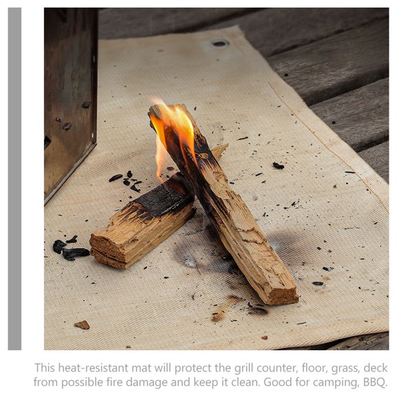 RENACLIPY Camping BBQ Fireproof Mat High Temperature Resistant Fiberglass Khaki for Camping 1 Sheet