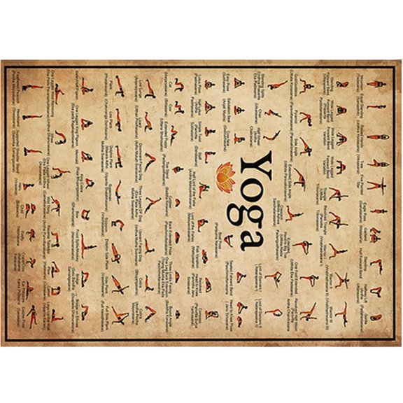 RENACLIPY Canvas Wall Picture Yoga Poses Chart for Home Exercise and Motivational Decoration