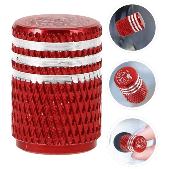 RENACLIPY Red Stainless Steel Tire Valve Stem Caps, Universal Car Truck SUV Wheel Air Dust Covers, Replacement Accessories
