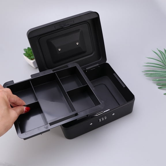 RENACLIPY Password Checkout Box Black Metal Cashier Box with Combination Lock for Store Safety