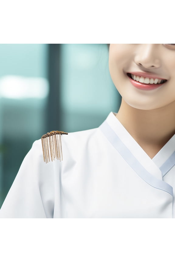 Chain Tassel Rhinestone Epaulette Golden Rectangular Style Accessory for Social Events 1 Set