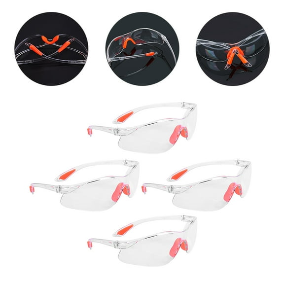 RENACLIPY 4pcs Transparent Glasses Impact Resistant Protective Eyewear for Work and Outdoor Use