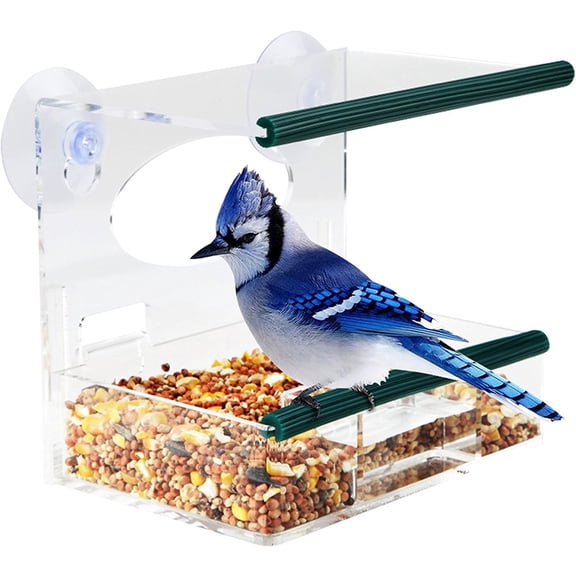 RENACLIPY Suction Bird Feeding Tray with High Transparency and Easy Clean Removable Design