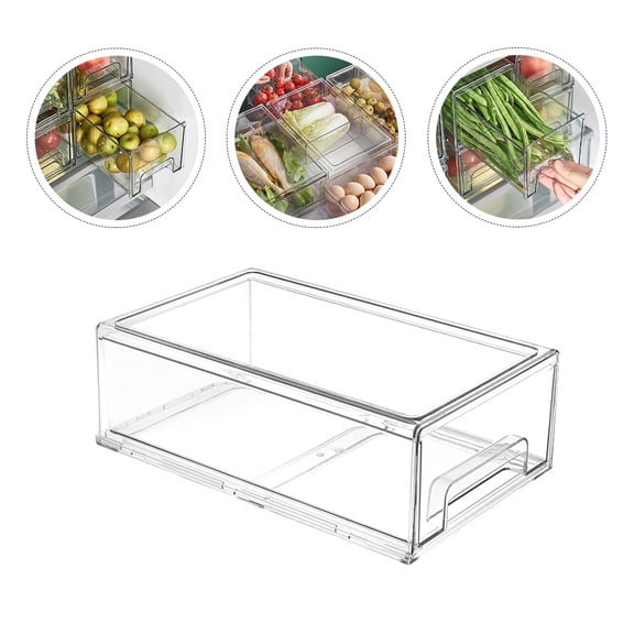 RENACLIPY Clear Refrigerator Container for Food Storage and Fridge Organization with Drain Design