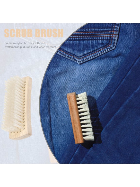Nylon Scrub Brush for Clothes and Shoes with Wooden Handle for Gentle Stain Removal