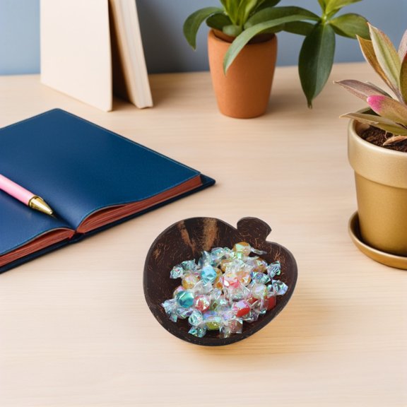 RENACLIPY Natural Coconut Shell Bowl Coffee Color for Organizing and Decor