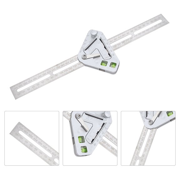RENACLIPY Combination Square Silver Stainless Steel Carpenter Tool for Precise Angle Measurement and Woodworking