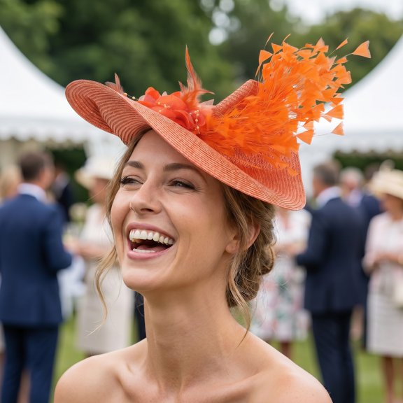 RENACLIPY Elegant Orange Flower Plume Fascinator for Bridal Party Outfits