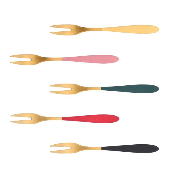 RENACLIPY Compact Stainless Steel Snacks Forks Easy to Carry for Home 5Pcs