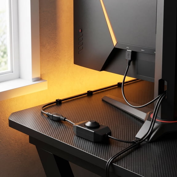 RENACLIPY Compact USB LED Dimmer, Black, Easy Rotary Control, Instant Brightness Adjustment, Portable