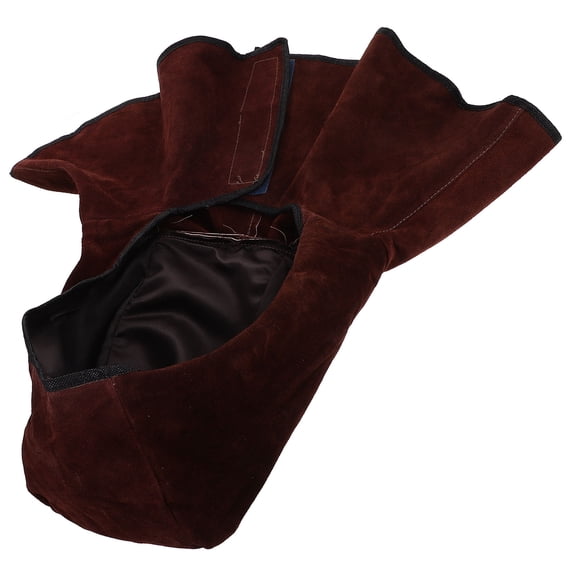 RENACLIPY Brown Cowhide Welding Hood with Neck Drape Flame Resistant Protective Cap for Head Safety