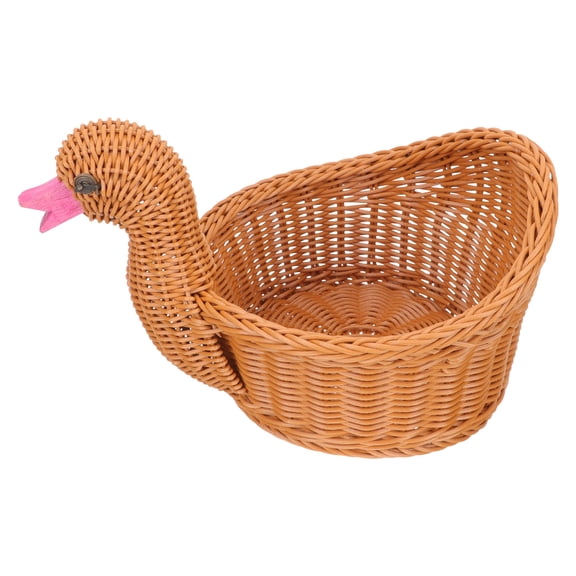 RENACLIPY Creative Duck Shape Woven Basket for Sundries and Fruit Storage with Imitation Rattan Design