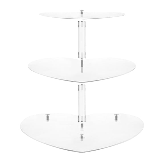 RENACLIPY Elegant Heart Acrylic Cake Stand Three Tier Cupcake Tower for Birthday and Wedding