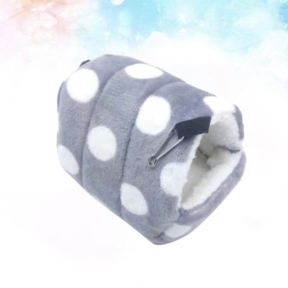 RENACLIPY Cute Hamster Hideaway House with Heat Preservation, Grey Round Dots Design, Small Pet Cozy Shelter for Hamsters and Squirrels