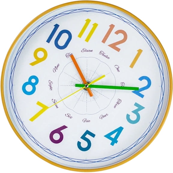 RENACLIPY Cute Multi Color Wall Clock for Home Decor with Simple Chic Look Easy to Install 12 Inch Synthesis Material