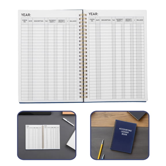 RENACLIPY Dark Blue Expense Ledger Book with Smooth Paper for Accurate Financial Records