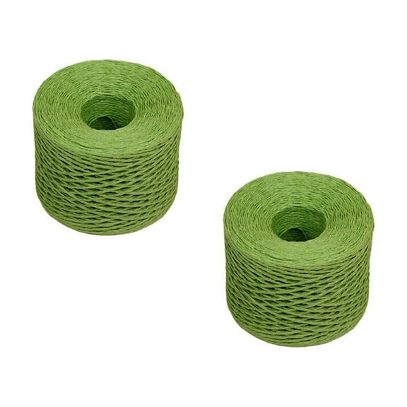 RENACLIPY Dark Green Raffia Paper Cord Biodegradable Paper String for Craft and Weaving