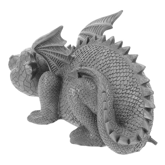 RENACLIPY Resin Dragon Figurine Dark Grey for Desktop and Garden Decor