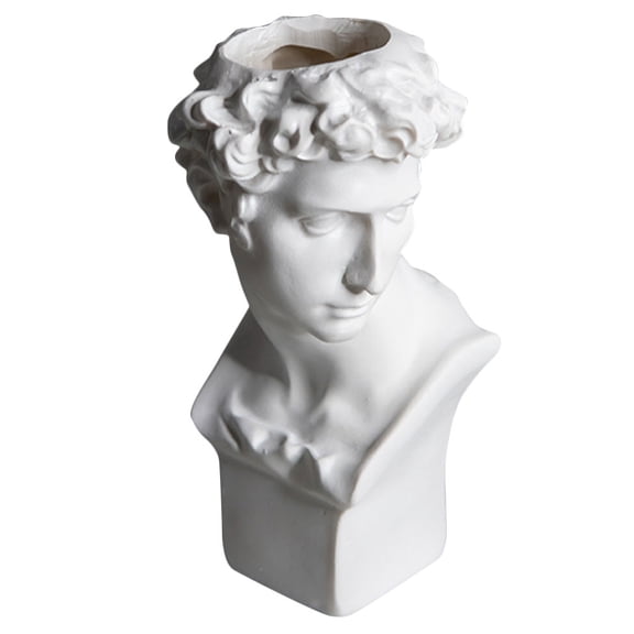 RENACLIPY White David Statue Resin Pen Holder and Makeup Brush Organizer, Stylish Minimalist Desk Decor for Office and Home Use