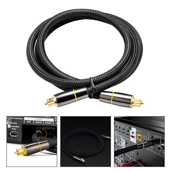 RENACLIPY Black Fiber Optic Audio Cable for Home Theater Sound System, Optical Signal Transmission, 1 Piece