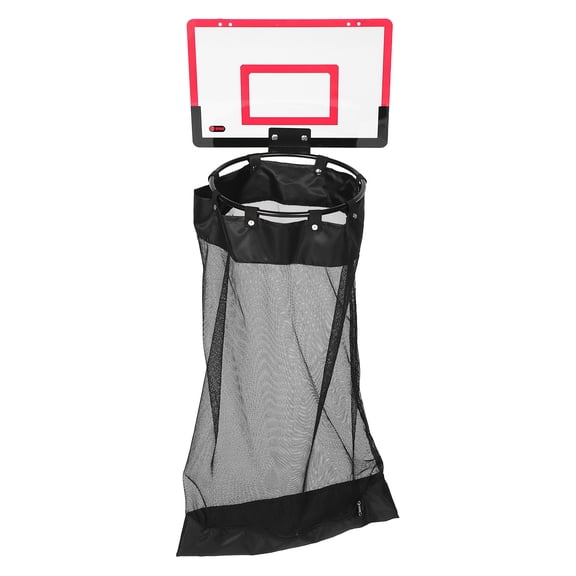 RENACLIPY Red Hanging Laundry Organizer with Zipper Closure and Built-in Basketball Hoop for Kids' Room Storage