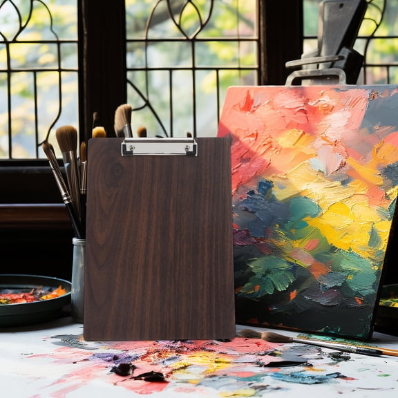 RENACLIPY Wooden Drawing Clipboard with Coffee Finish, Ideal for Classroom, Office, Art Projects - 1 Set