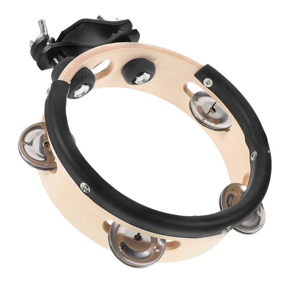 RENACLIPY Handheld Tambourine Light Brown Wood Jazz Performance 1Pcs