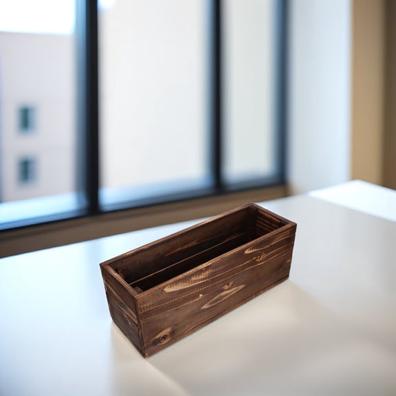 RENACLIPY Durable Brown Wooden Planter Box for Gardening Stylish Outdoor Flower Pot with Rustic Charm 24.0 x 10.0 x 10.0