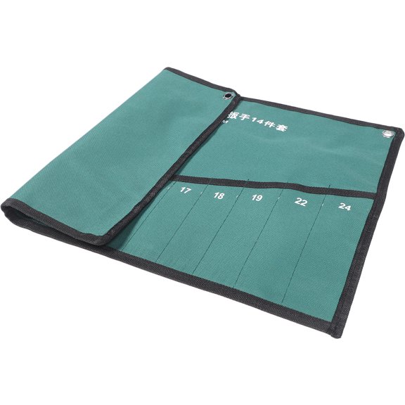 RENACLIPY Durable Light Green Wrench Roll Tool Bag with Strap for Electrician and Auto Worker Use