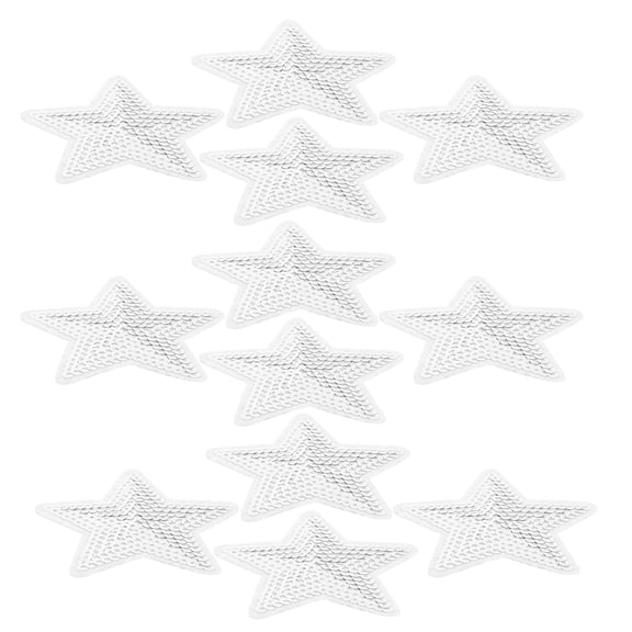 RENACLIPY Durable Sequin Star Patches Plated Silver for Craft Easy DIY Application 12Pcs