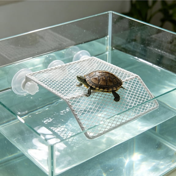 RENACLIPY Durable White Reptile Basking Platform with Suction Cups for Turtle and Fish Tank Accessories