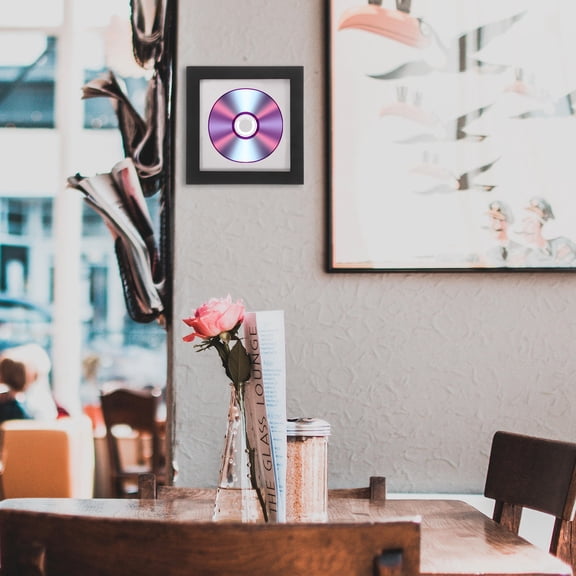 RENACLIPY Elegant Black Wooden Display Frame for Cd and Record Storage Decorative Photo Frame