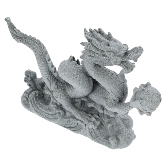 RENACLIPY Grey Resin Dragon Statue Decorative Figurine for Office Desk Garden Patio Home Decor