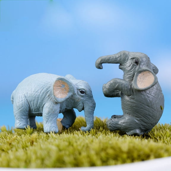 RENACLIPY Miniature Elephant Ornament for Terrariums, Light Grey Decorative Elephant Figurine, 1 Set
